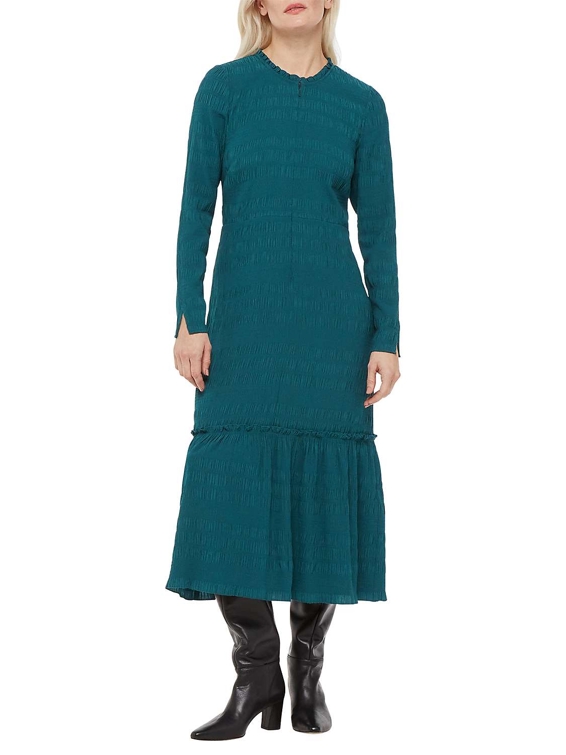Buy Whistles Petite Mila Textured Midi Dress, Green Online at johnlewis.com