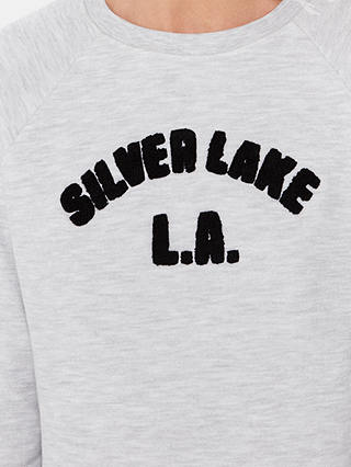 Whistles Cotton Blend Silverlake Logo Sweatshirt, Grey Marl