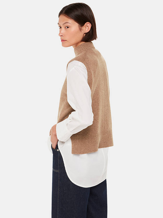 Whistles Funnel Neck Wool Tank Top, Camel
