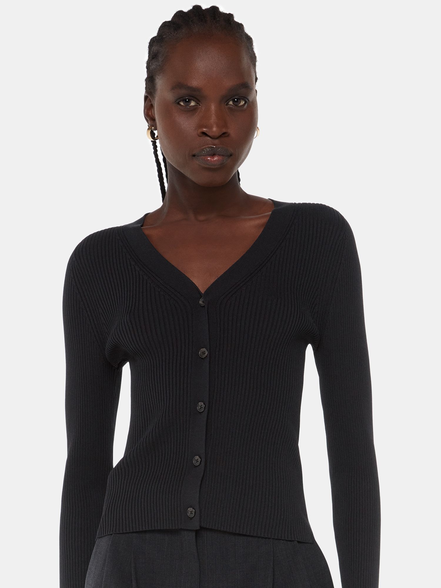 Women's Cropped Cardigan Long Sleeve V Neck Hook and Eye Knit Tops