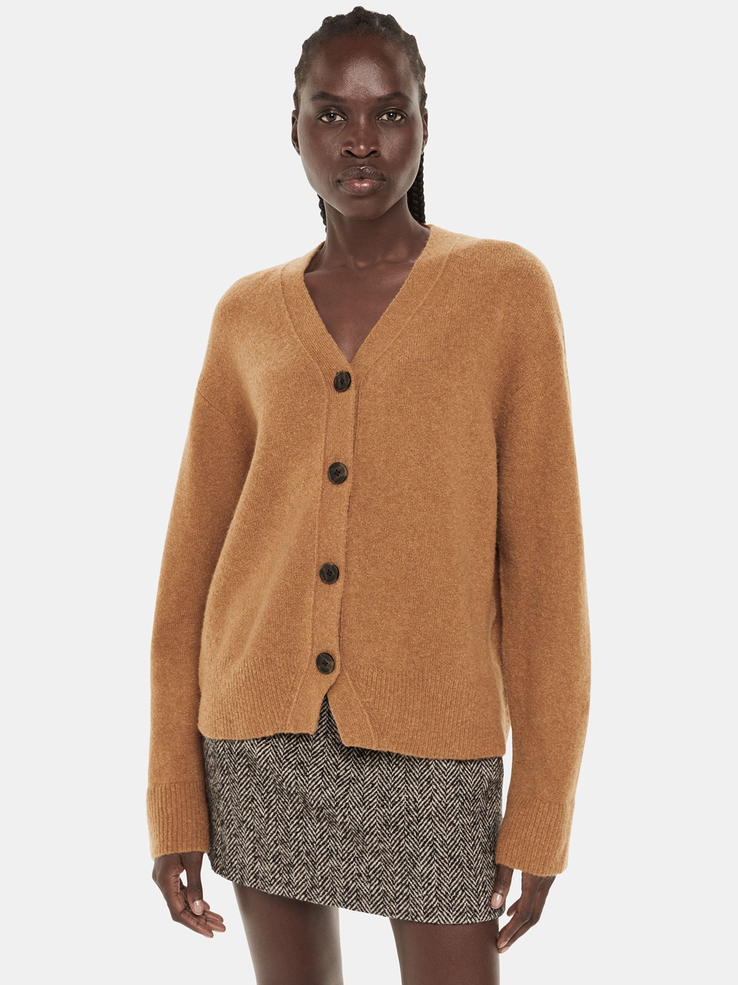 Oatmeal V Neck Knitted Cardigan, WHISTLES