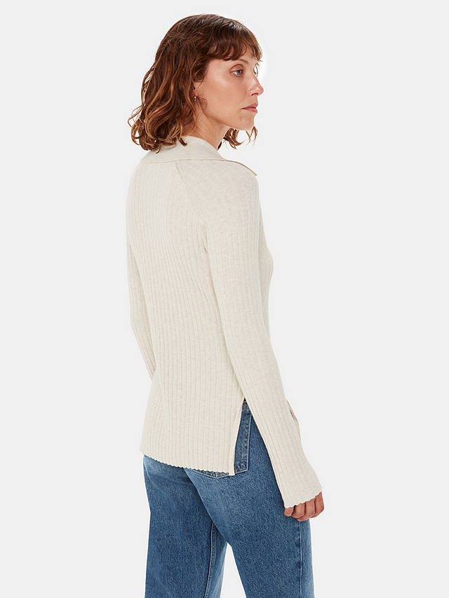 Whistles Zip Polo Knit Jumper, Neutral