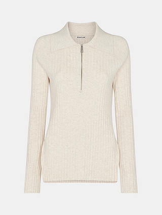 Whistles Zip Polo Knit Jumper, Neutral
