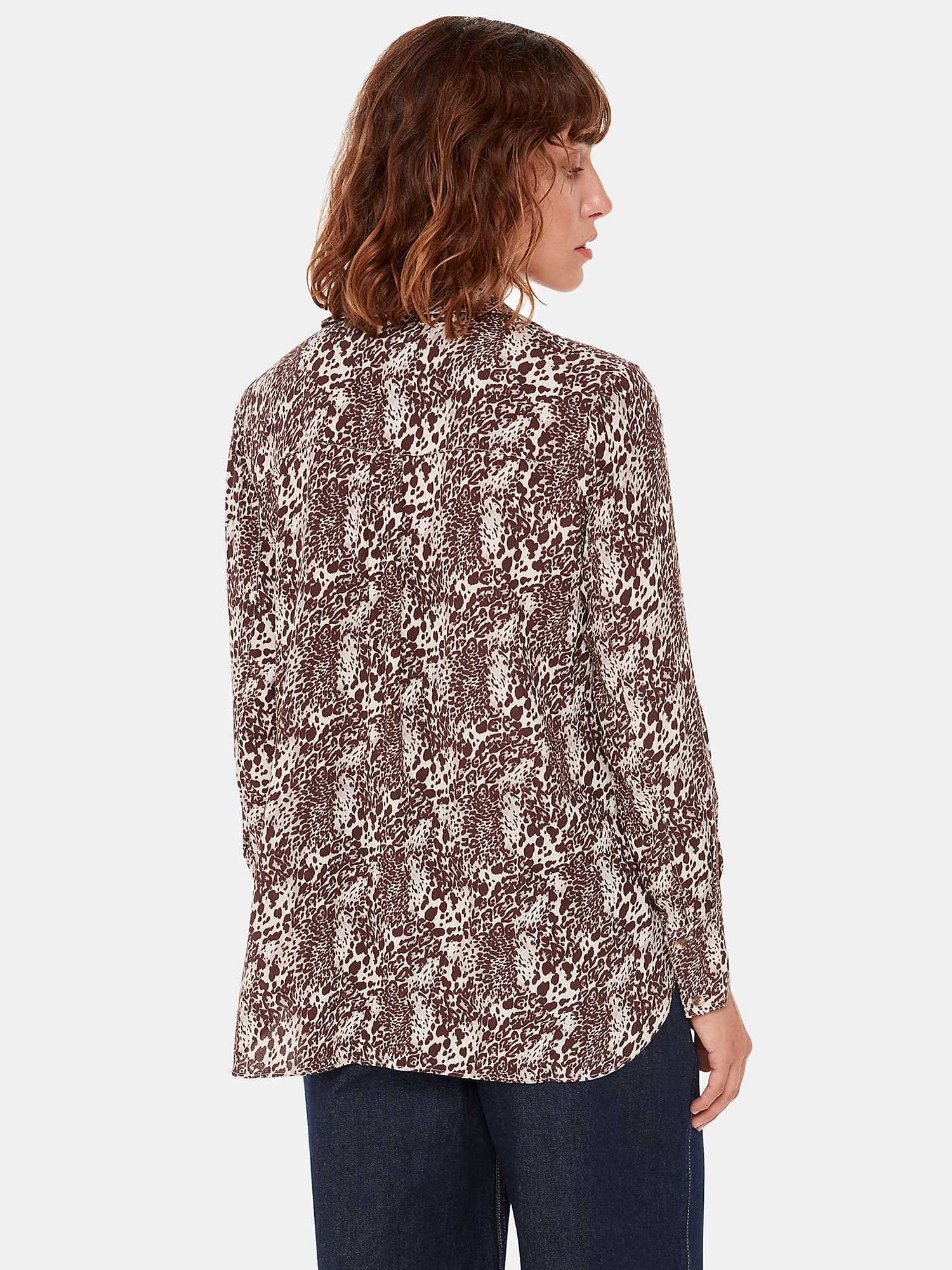 Buy Whistles Micro Leopard Print Shirt, Brown Multi Online at johnlewis.com