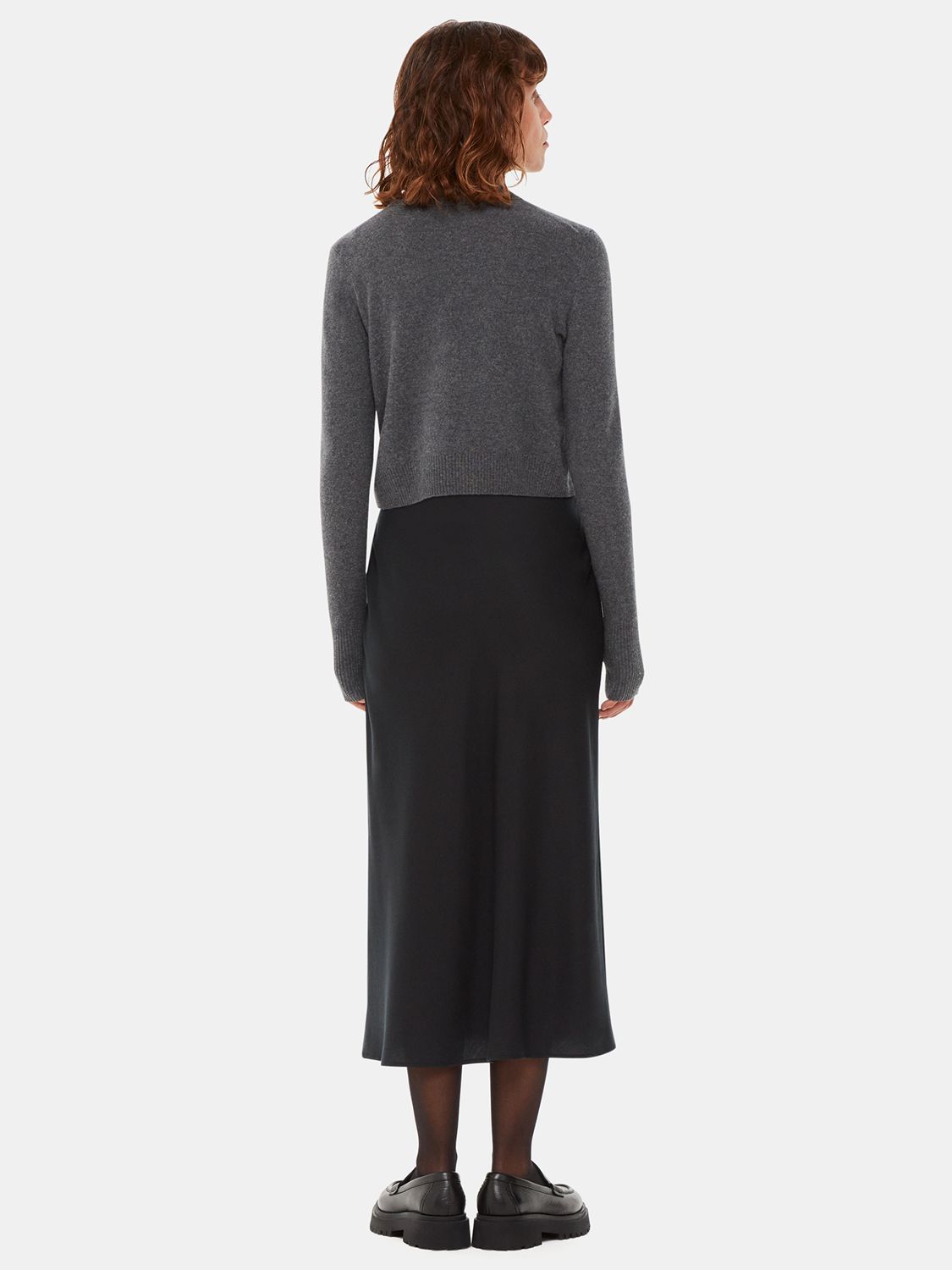 Buy Whistles Louise Bias Cut Midi Slip Skirt, Black Online at johnlewis.com