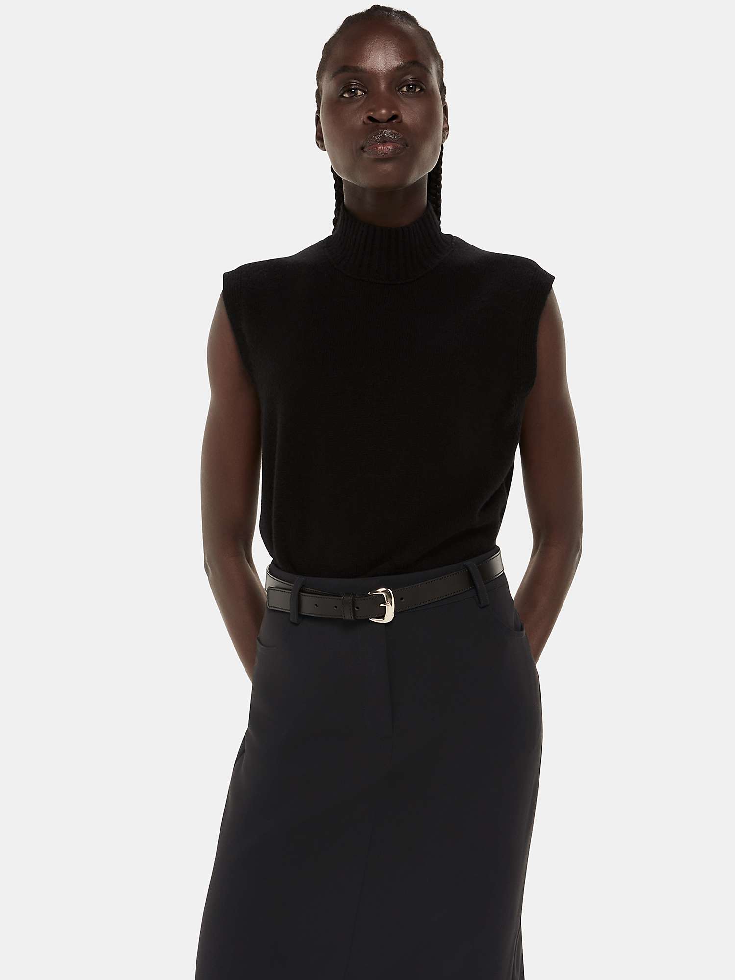 Buy Whistles Petite Abigail Tailored Midi Skirt, Black Online at johnlewis.com