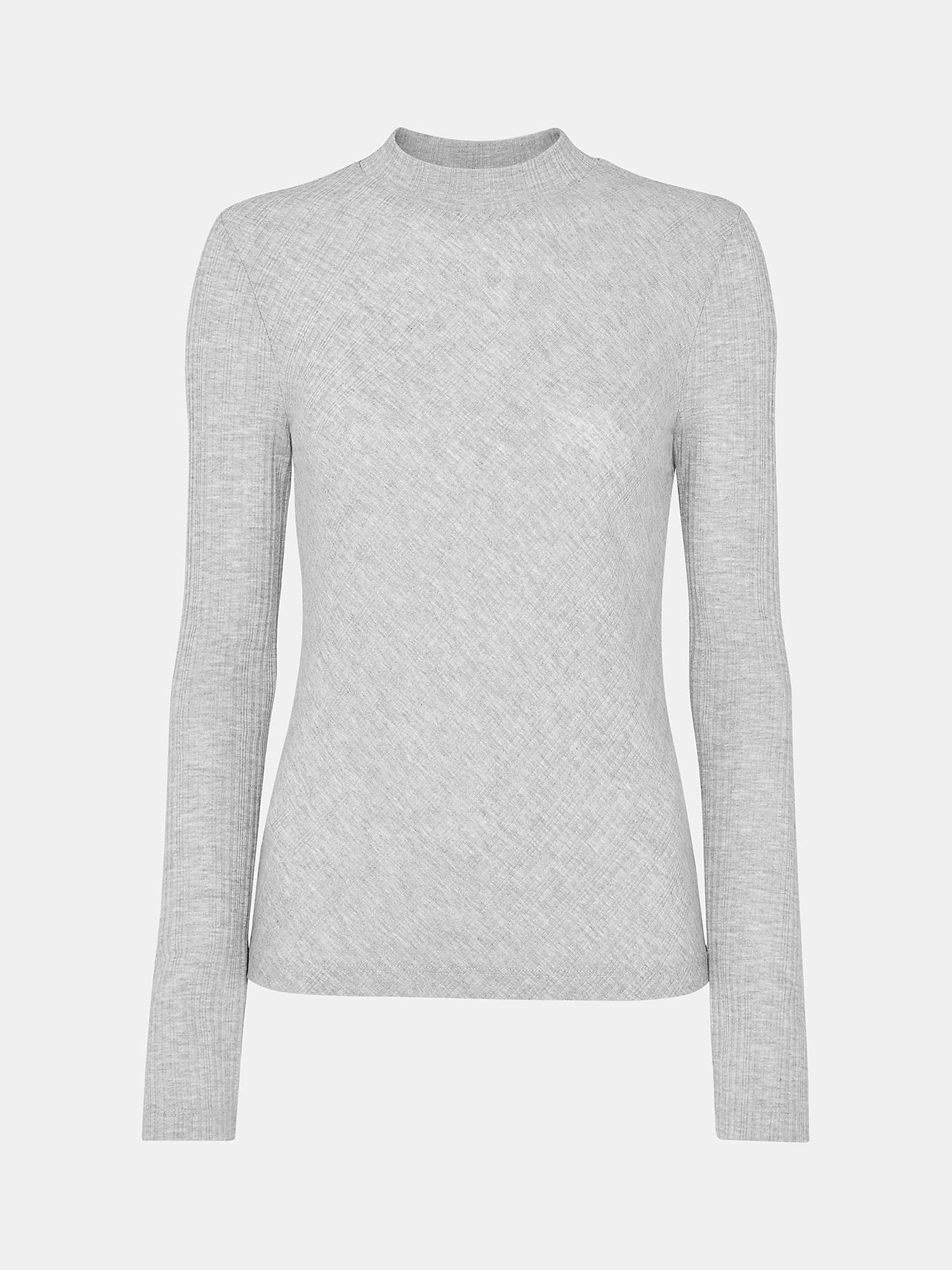 Buy Whistles Diagonal Rib Crew Neck Top, Grey Online at johnlewis.com