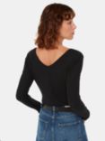 Whistles Essential Ribbed V-Neck Top, Black