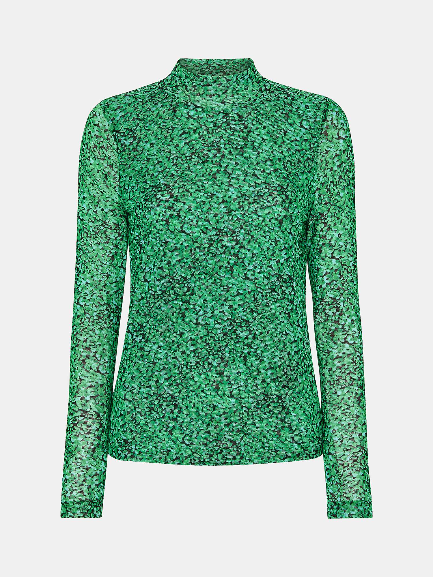 Buy Whistles Floral High Neck Top, Green/Multi Online at johnlewis.com