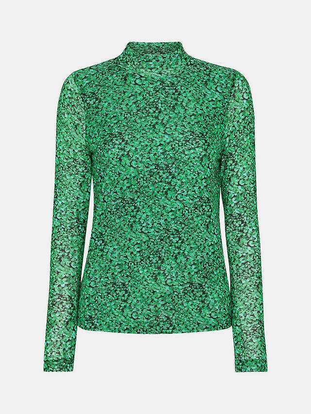 Whistles Floral High Neck Top, Green/Multi