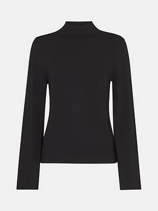 Whistles Wide Sleeve High Neck Top, Black