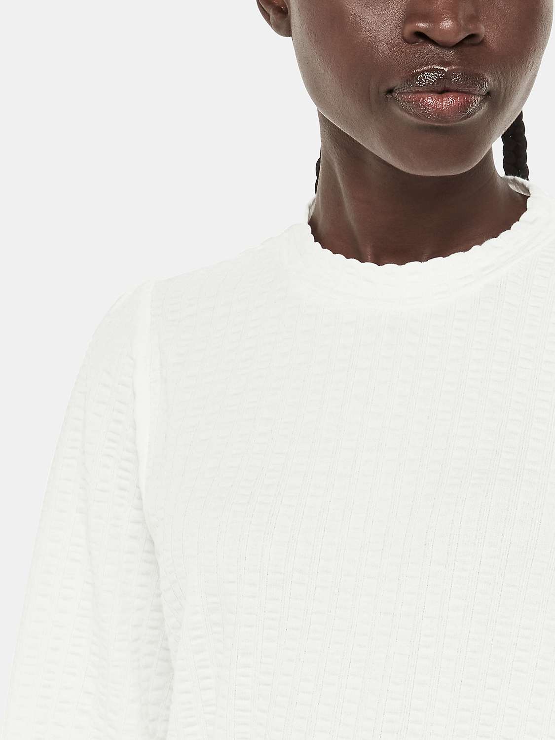 Buy Whistles Textured Puff Long Sleeve Top, White Online at johnlewis.com
