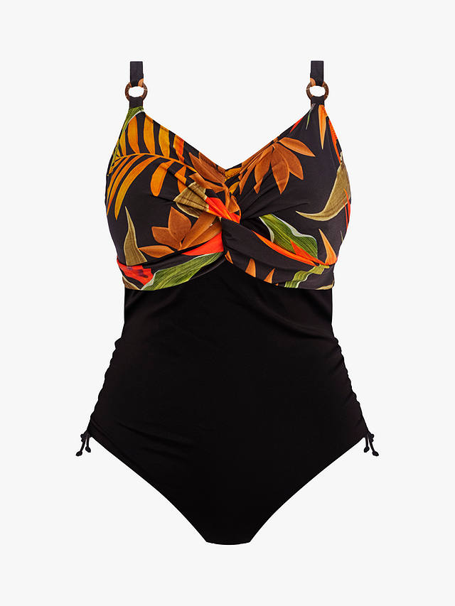 Fantasie Pichola Underwire Twist Front Swimsuit, Black/Multi