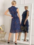 Jolie Moi Alaine Frill Animal Print Midi Dress, Blue