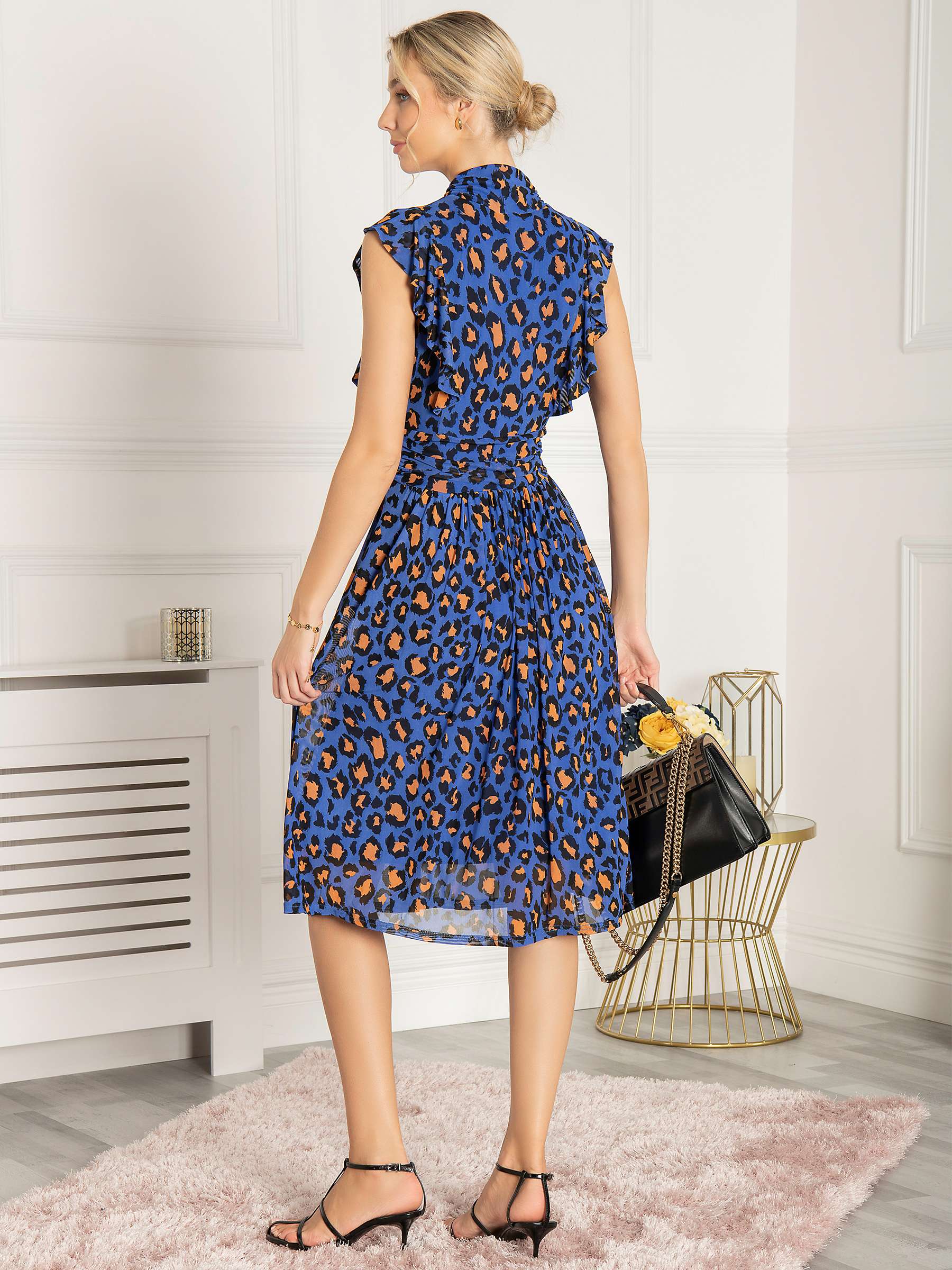 Buy Jolie Moi Alaine Frill Animal Print Midi Dress, Blue Online at johnlewis.com