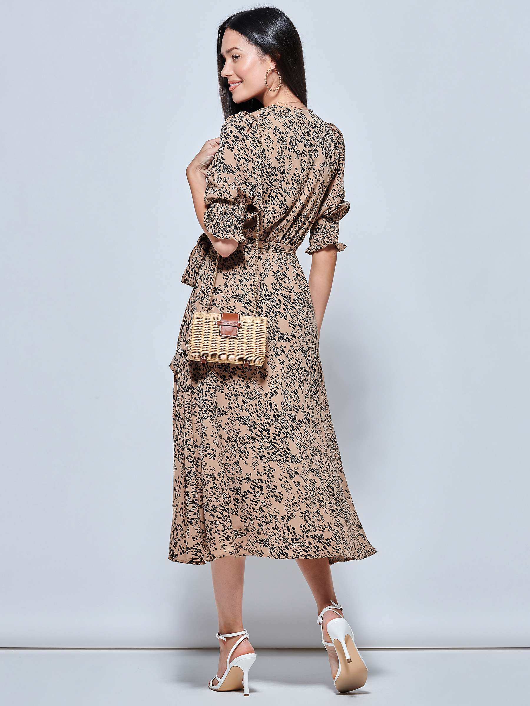 Buy Jolie Moi Animal Print Crepe Wrap Midi Dress, Stone Online at johnlewis.com