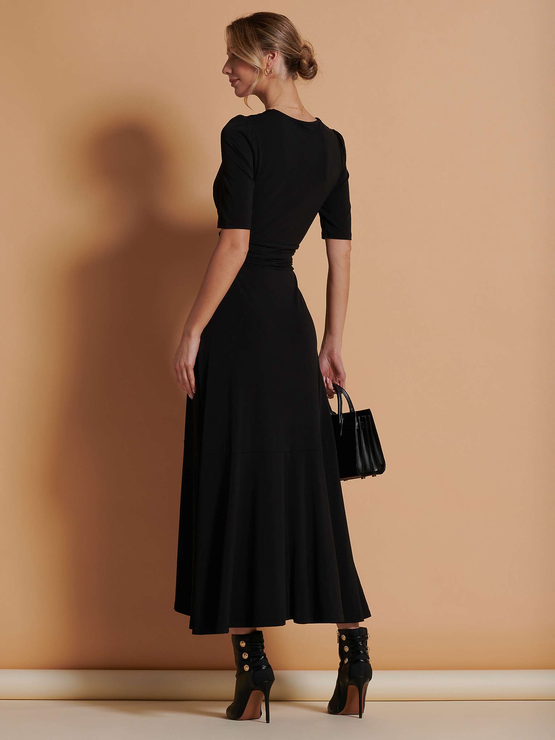 Buy Jolie Moi Wrap Front Frill Hem Maxi Dress, Black Online at johnlewis.com