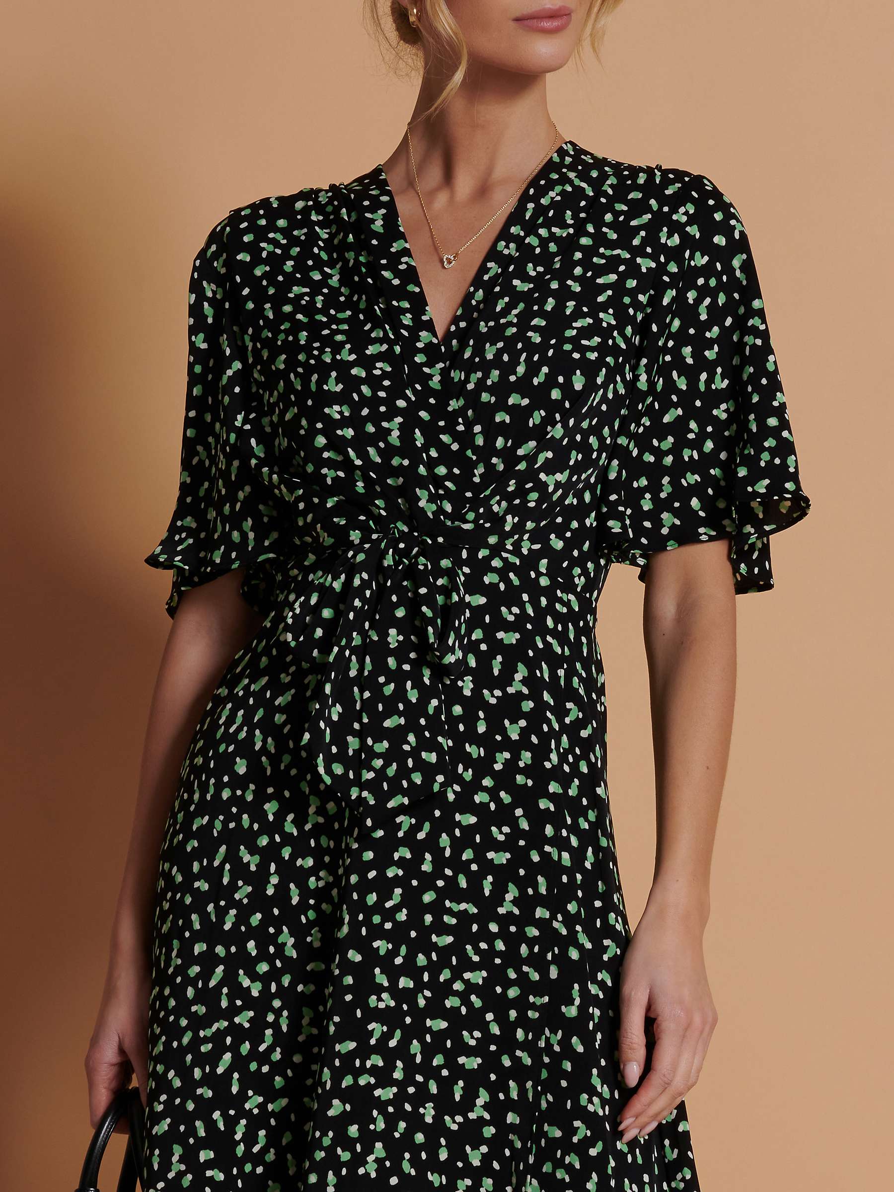 Buy Jolie Moi Angel Sleeve Wrap Tie Front Maxi Dress, Black Online at johnlewis.com