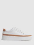 Reiss Leanne Leather Low Top Trainers, Camel/White