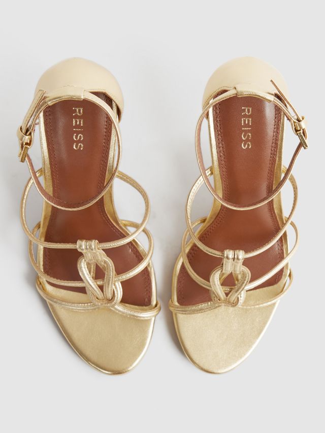 Reiss Hallie Heeled Strappy Sandals Gold 3