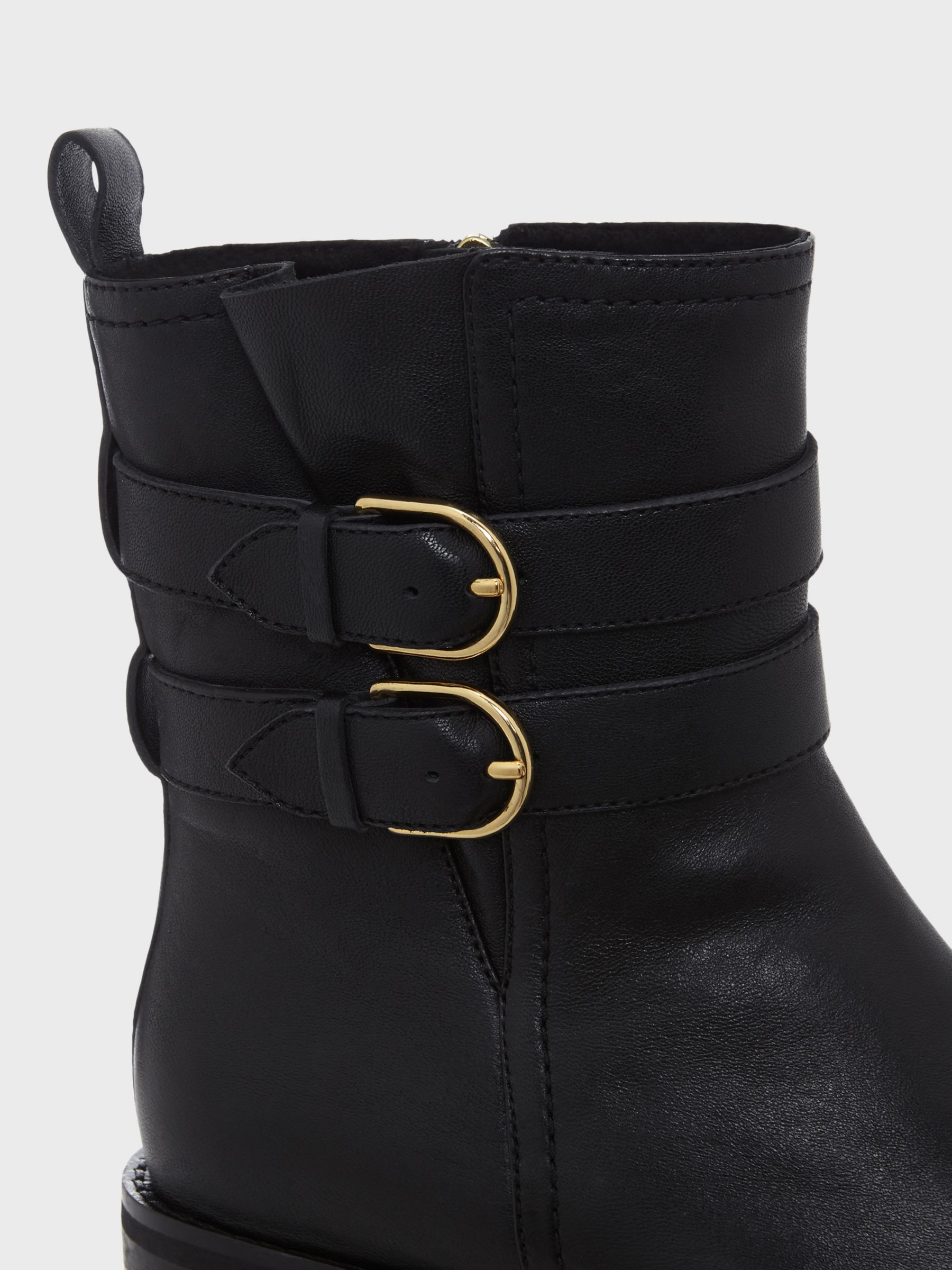 Hobbs Matilda Buckle Detail Leather Ankle Boots, Black at John Lewis ...