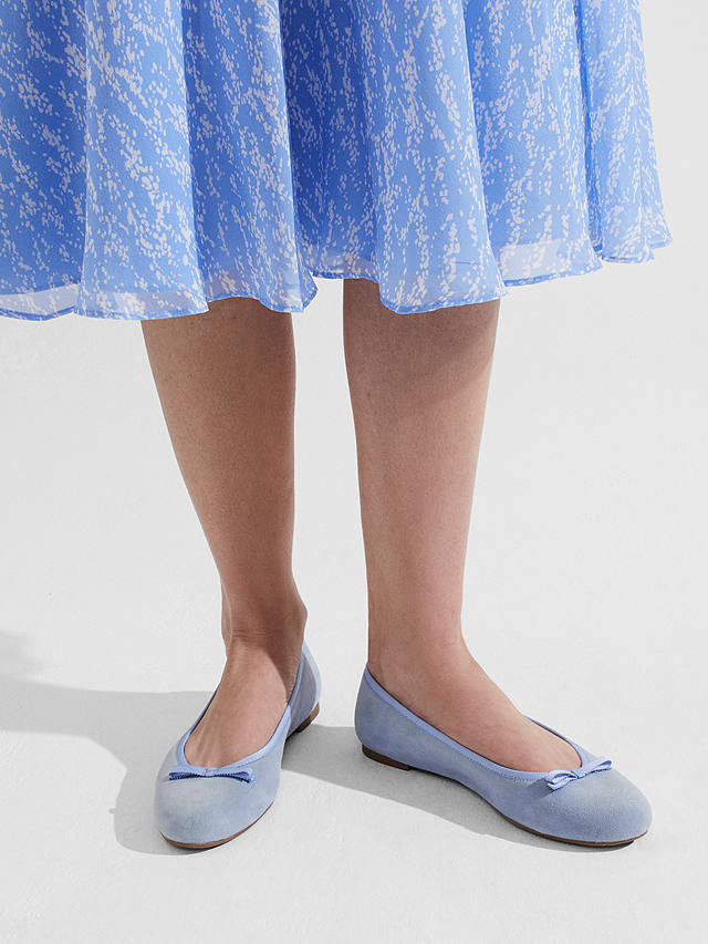 Hobbs Flo Suede Ballet Pumps, New Blue