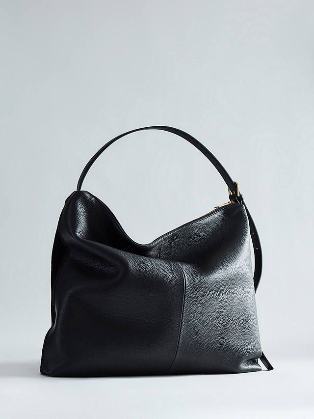Reiss Vigo Grainy Smooth Leather Tote Bag, Black at John Lewis & Partners