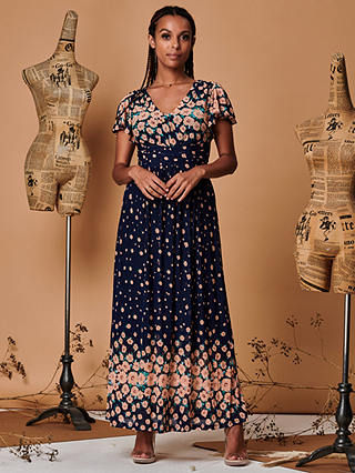 Jolie Moi Mirrored Floral Print Mesh Maxi Dress, Multi
