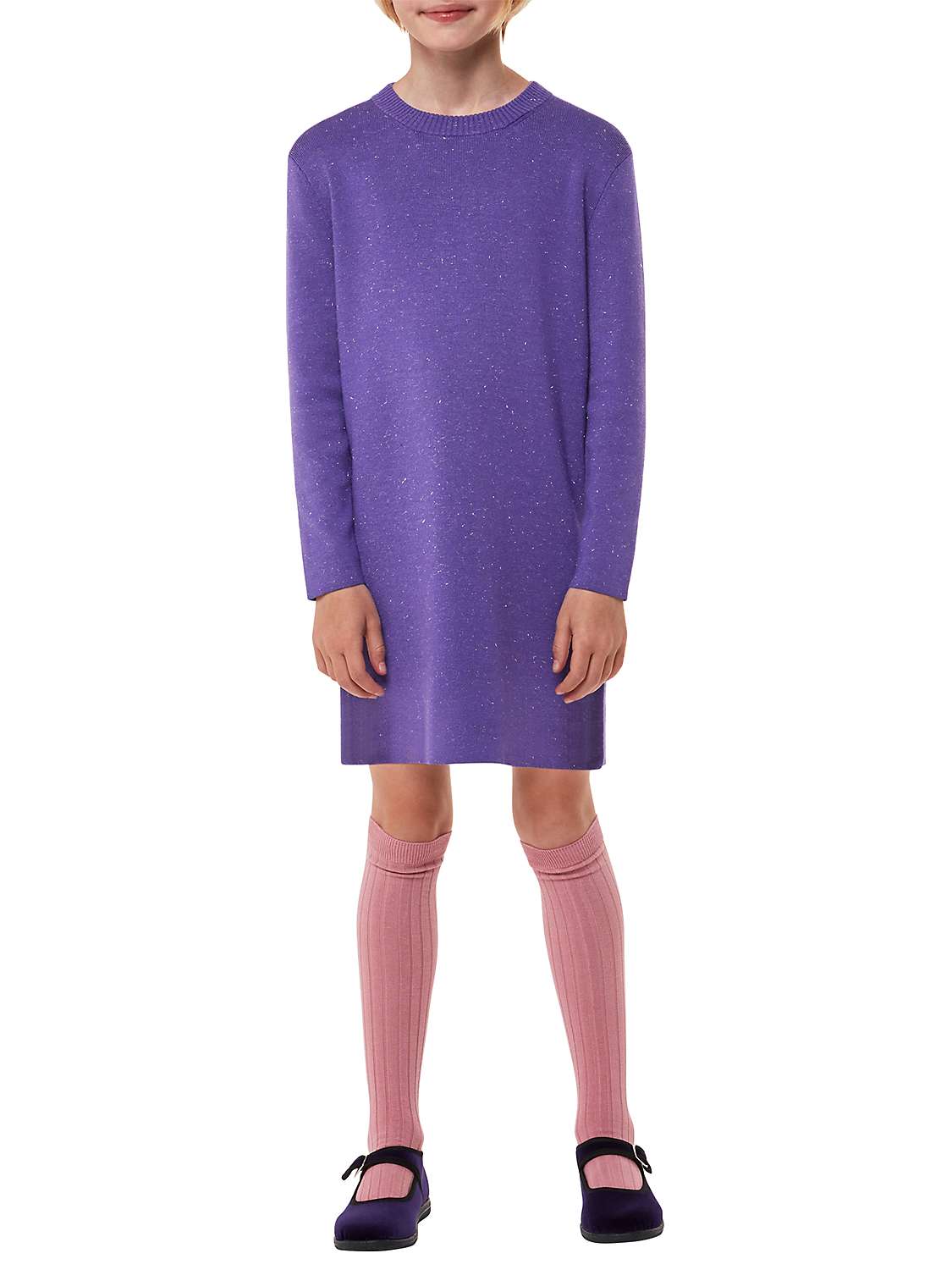 Buy Whistles Kids' Annie Sparkle Knit Dress, Lilac Online at johnlewis.com