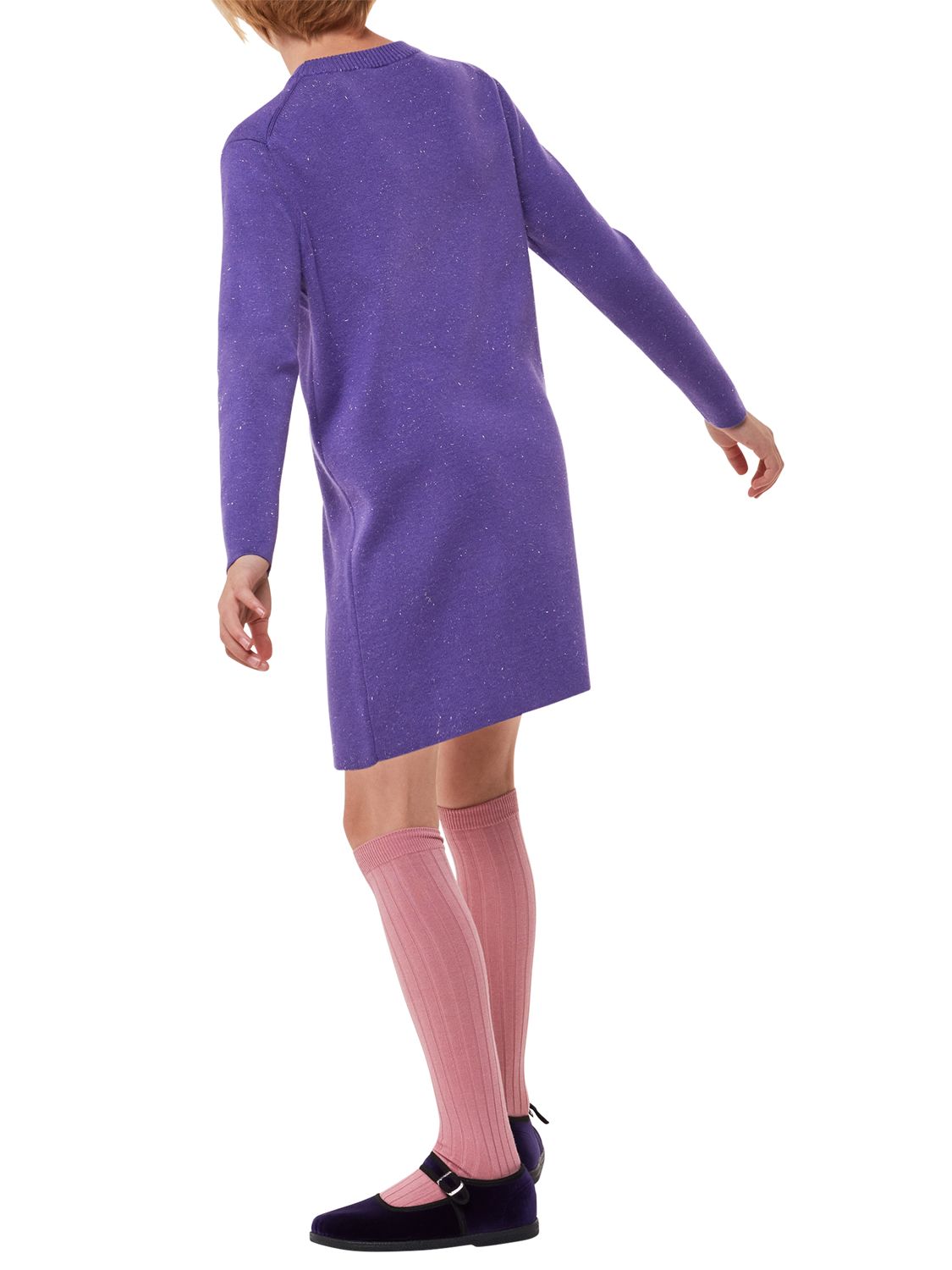 Whistles Kids' Annie Sparkle Knit Dress, Lilac, 3-4 years