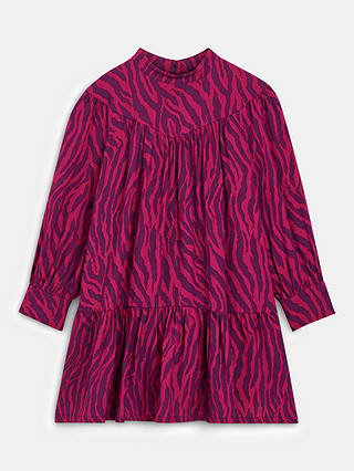Whistles Kids' Zebra Print Swing Dress, Purple/Multi