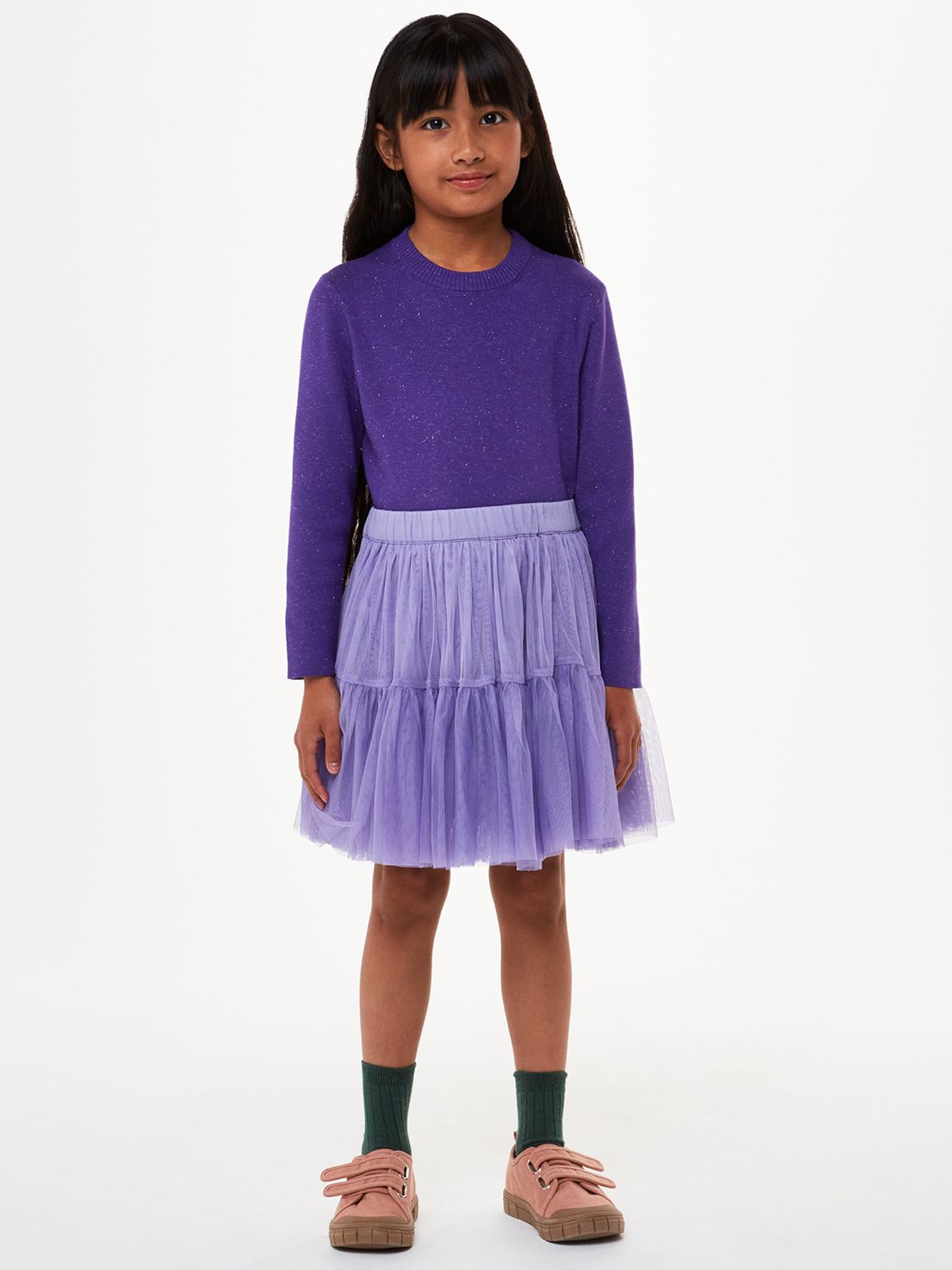 Buy Whistles Kids' Annie Sparkle Knit Jumper, Purple Online at johnlewis.com