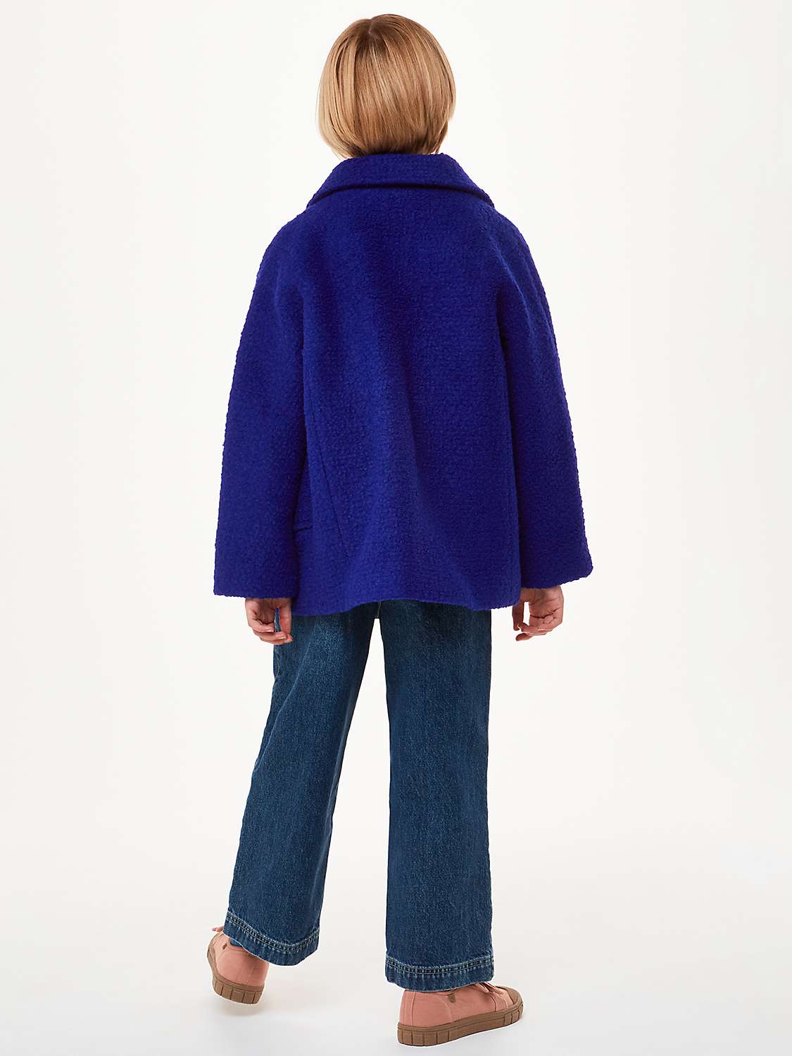 Buy Whistles Kids' Daisy Boucle Wool Blend Coat, Blue Online at johnlewis.com