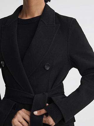 Reiss Arla Wool Blend Belted Coat, Black