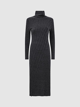 Reiss Petite Cady Wool Blend Midi Jumper Dress, Charcoal
