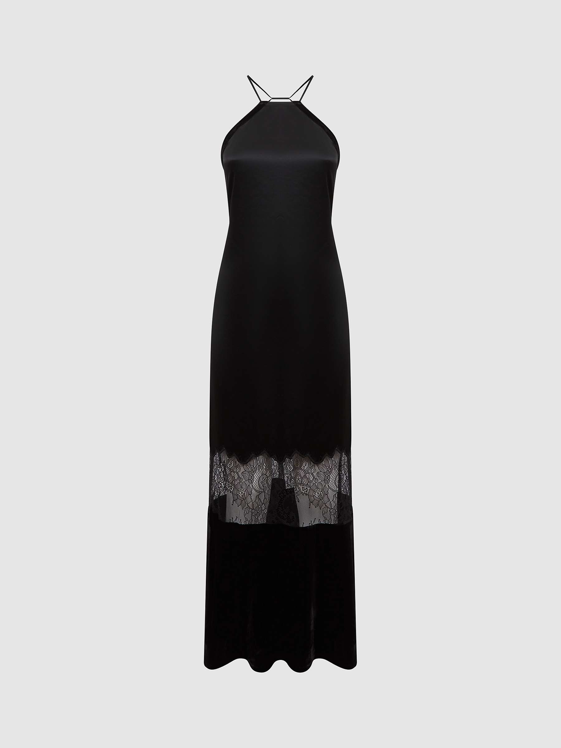 Buy Reiss Janelle Satin Lace Panel Maxi Dress, Black Online at johnlewis.com