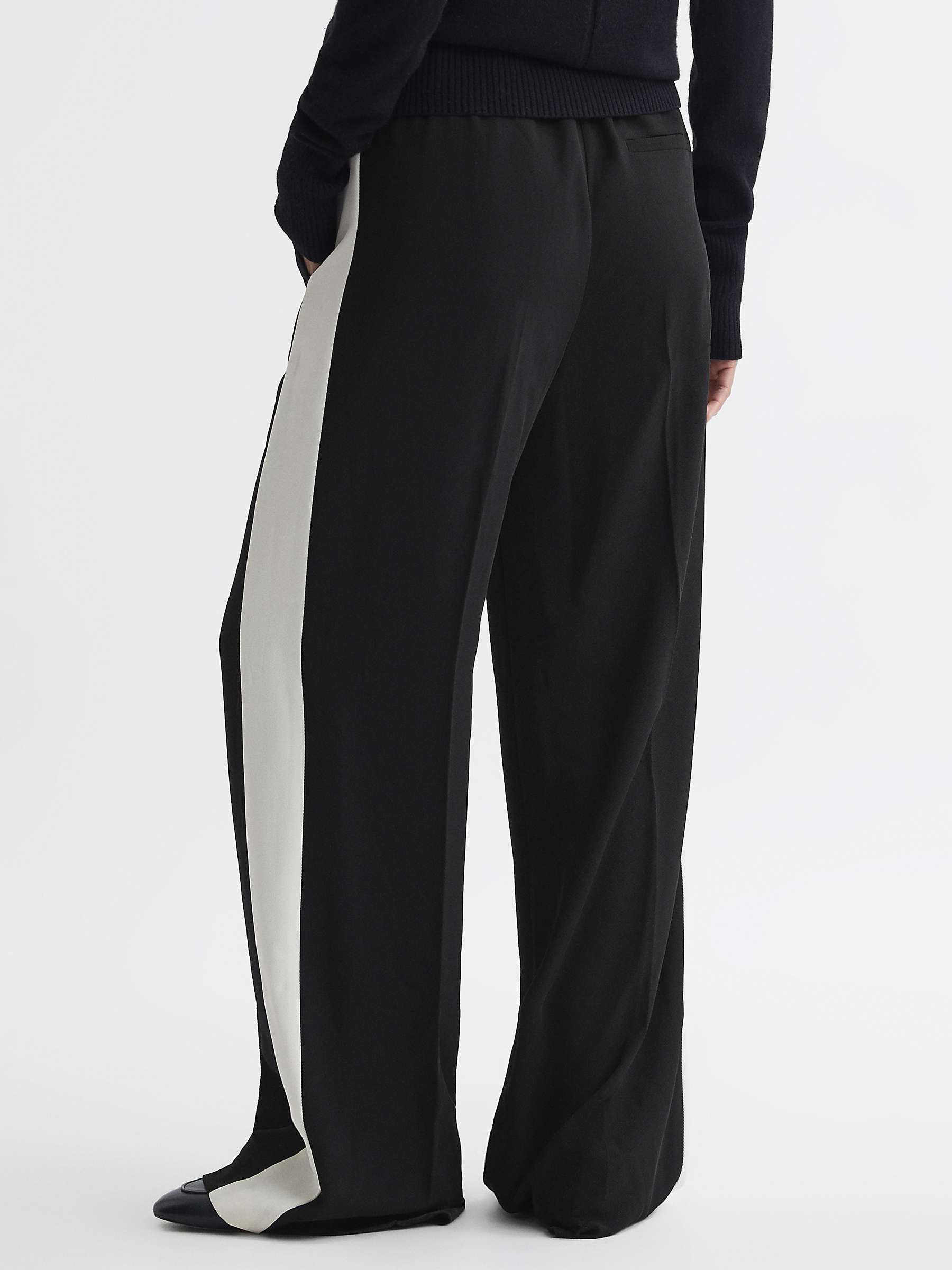 Buy Reiss Petite May Stripe Wide Leg Trousers, Black Online at johnlewis.com