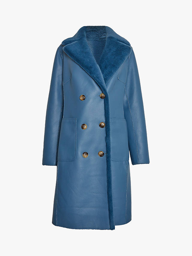 James Lakeland Luxury Collection Reversible Coat, Blue at John Lewis ...