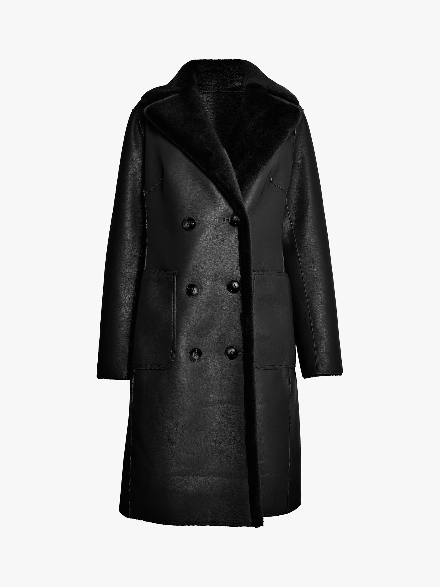 James Lakeland Luxury Collection Reversible Coat, Black at John Lewis ...