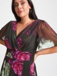 Scarlett & Jo Isabelle Angel Sleeve Maxi Dress, Black Fuchsia