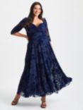 Scarlett & Jo Elizabeth Velvet Maxi Gown, Dark Navy Flock