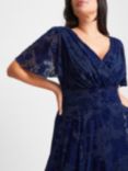 Scarlett & Jo Isabelle Velvet Flock Maxi Dress, Dark Navy