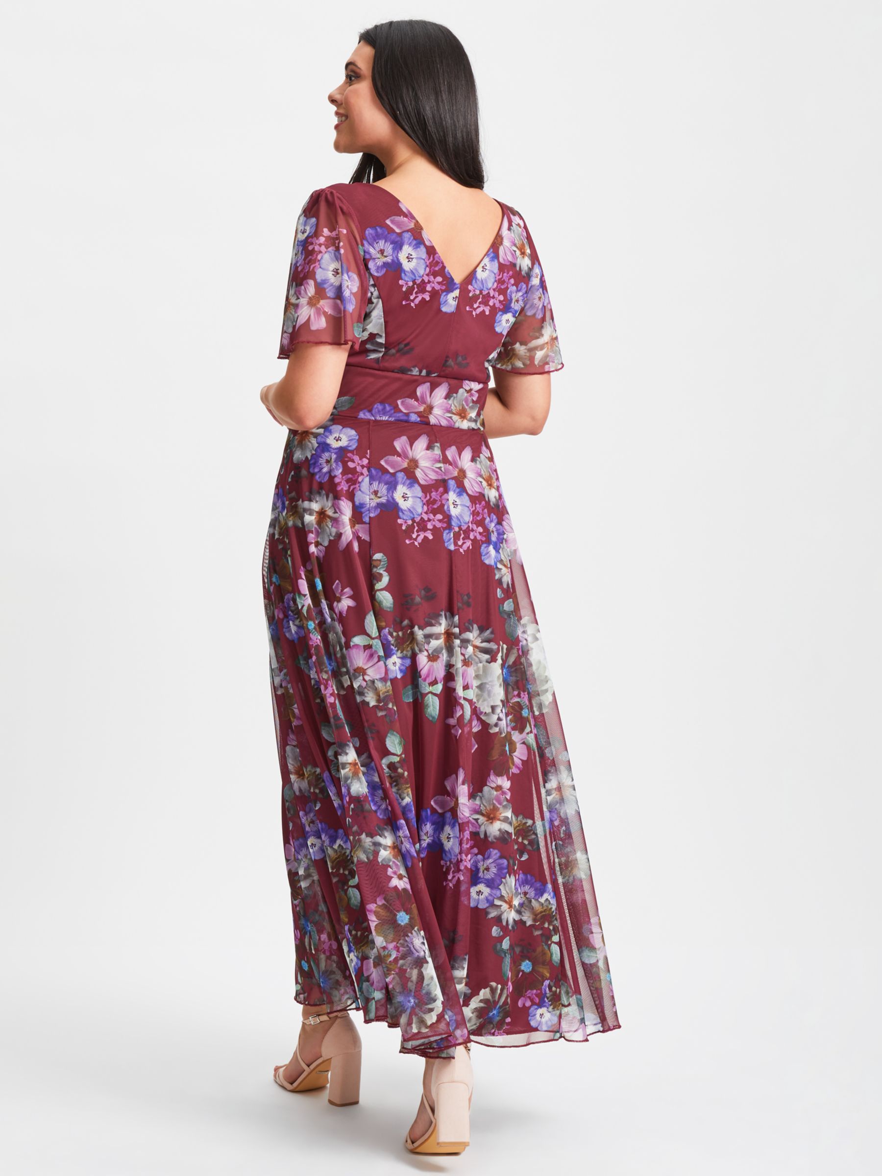 Buy Scarlett & Jo Isabelle Angel Sleeve Maxi Dress, Claret Multi Online at johnlewis.com