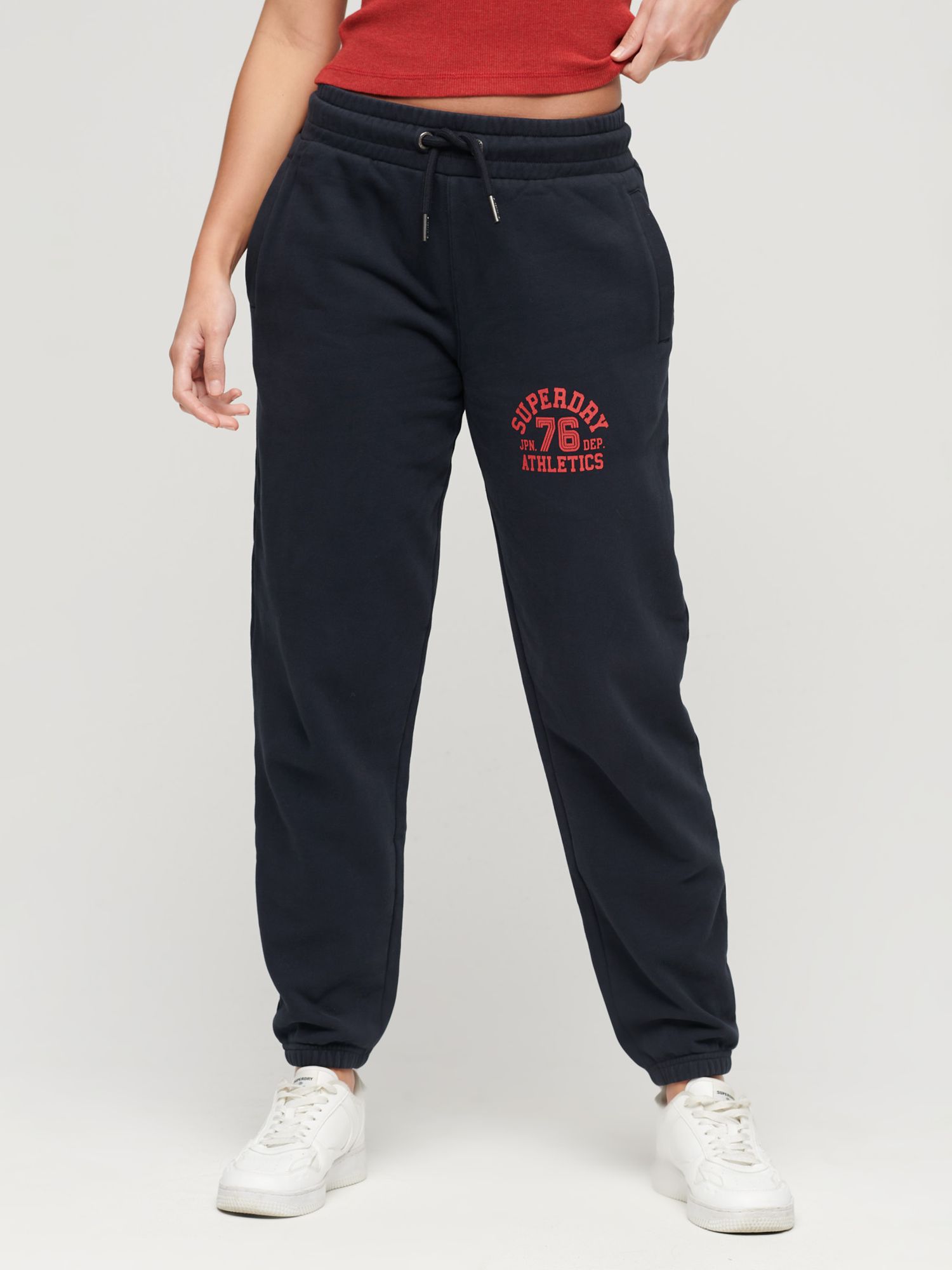 Superdry Athletic College Loose Joggers, Navy/Red at John Lewis & Partners