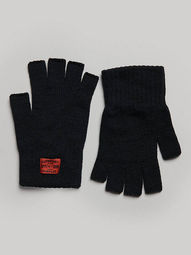 Superdry Workwear Knitted Fingerless Gloves, Black