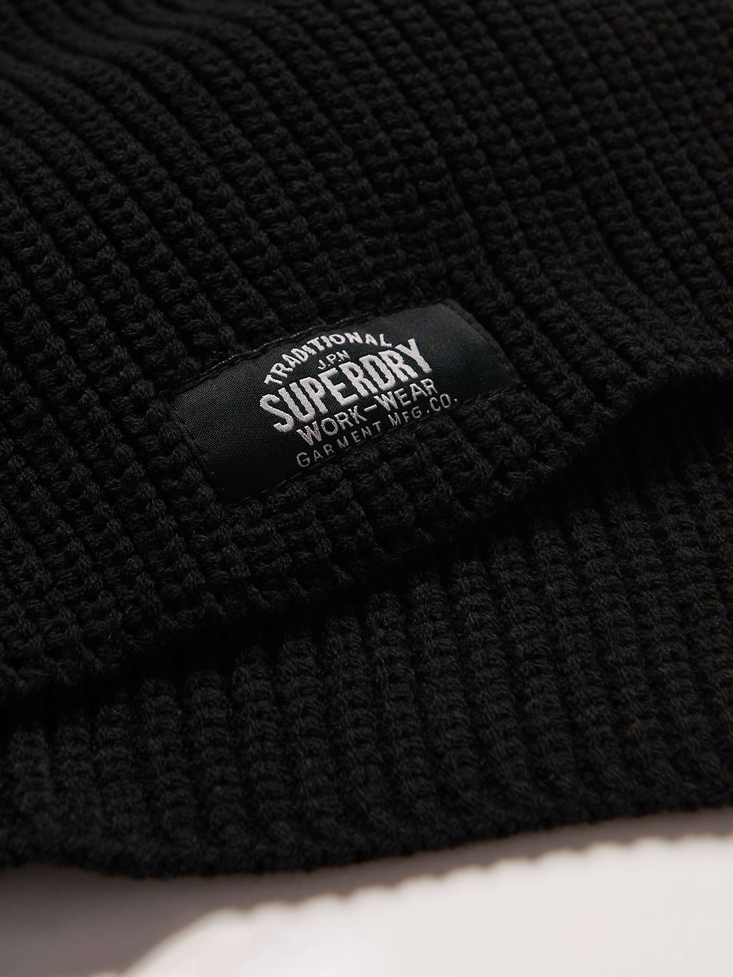 Superdry Classic Knit Scarf, Black at John Lewis & Partners
