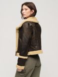 Superdry Faux Shearling Cropped Jacket, Dark Brown