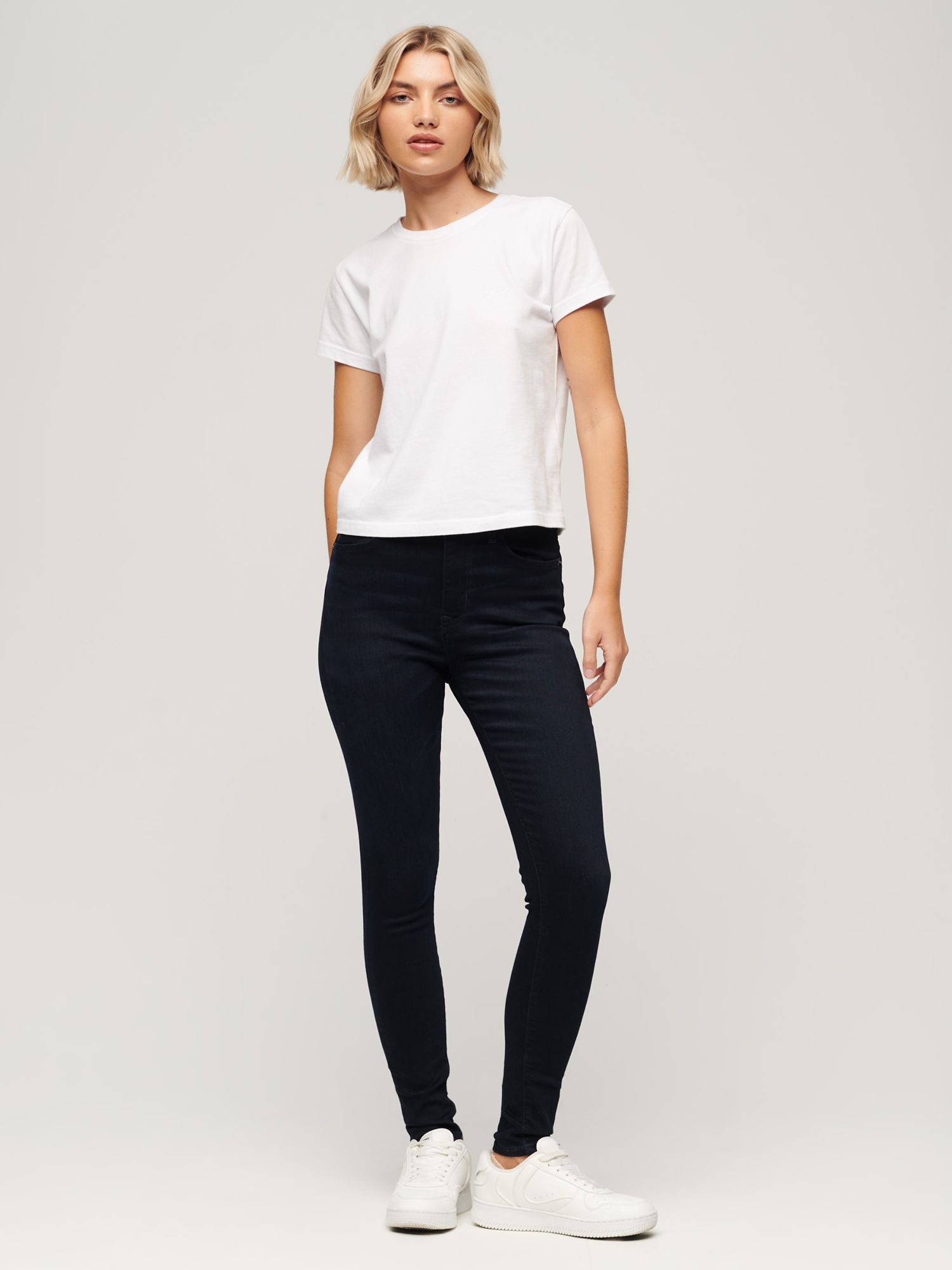 Superdry Organic Cotton High Rise Skinny Denim Jeans, Black, W30/L32