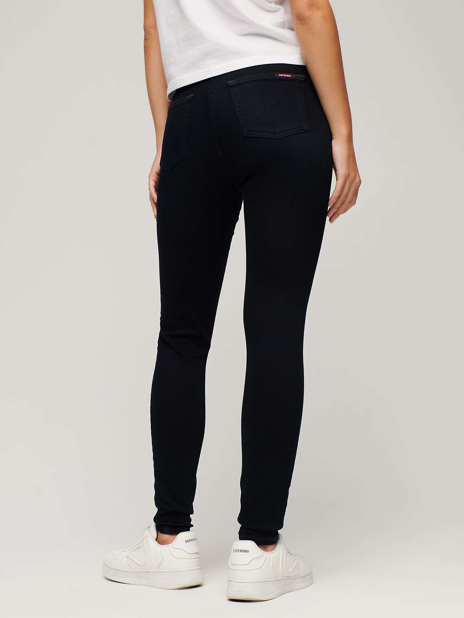 Buy Superdry Organic Cotton High Rise Skinny Denim Jeans, Black Online at johnlewis.com