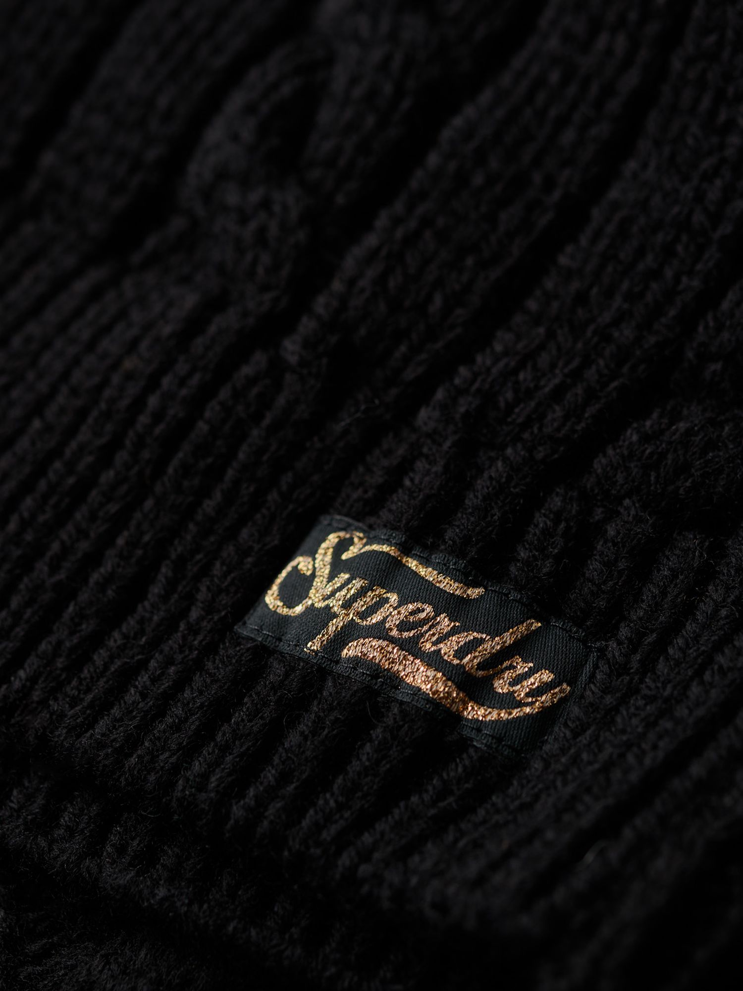 Superdry Ywist Cable Wool Blend Knit Jumper, Black at John Lewis & Partners